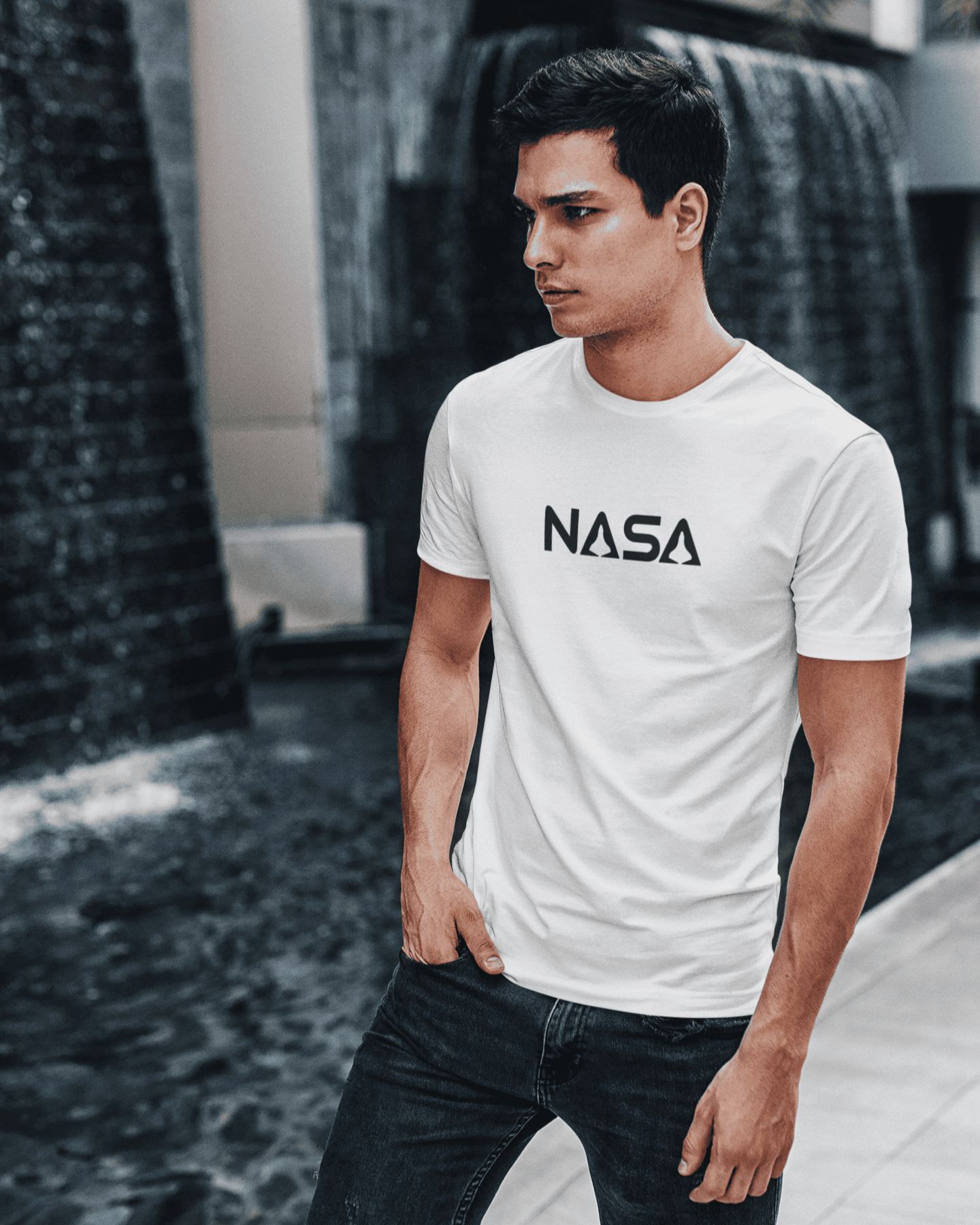 NASA rocket logo t-shirt – space-themed unisex tee by Spacebond