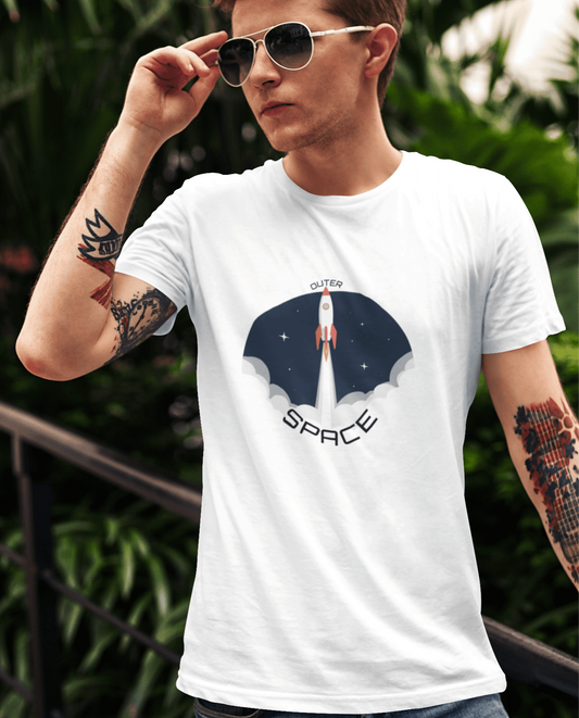 Outer space T-shirt – Minimal space & rocket graphic tee by Spacebond